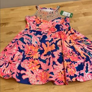 Lilly Pulitzer Kinley Dress in Swirling Seadream Size Girls 6